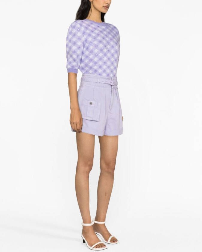 Self-Portrait Shorts met ceintuur Paars
