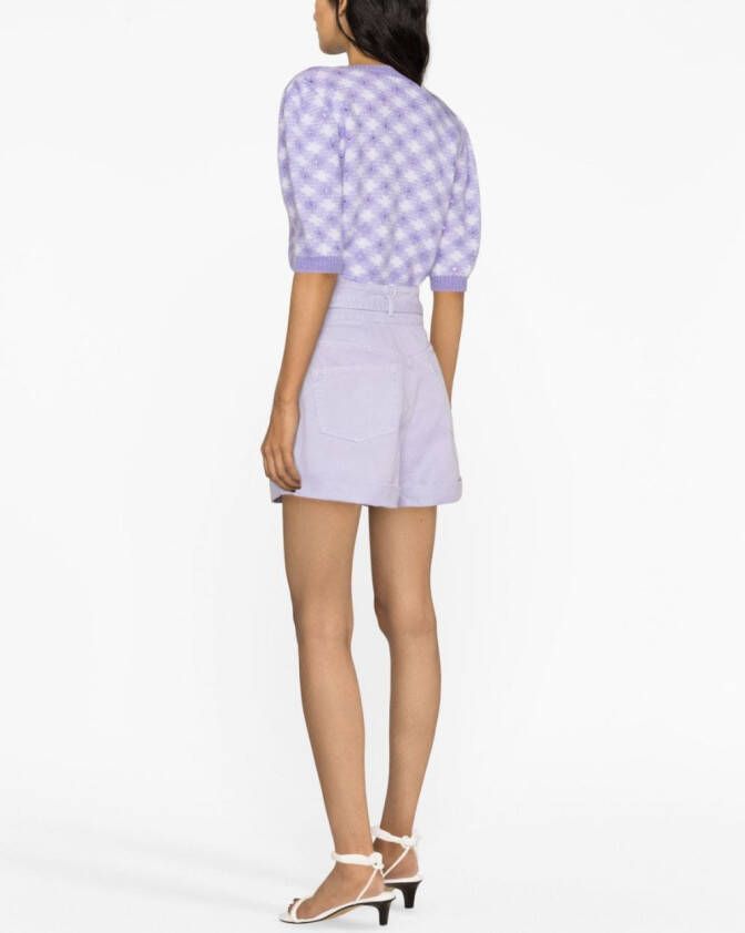 Self-Portrait Shorts met ceintuur Paars
