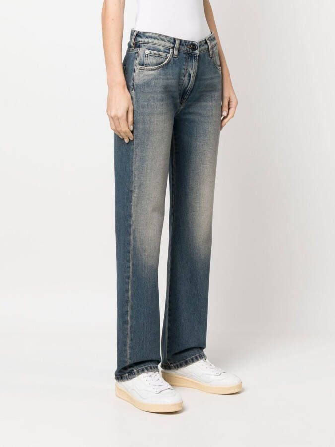 Semicouture Gerafelde jeans Blauw