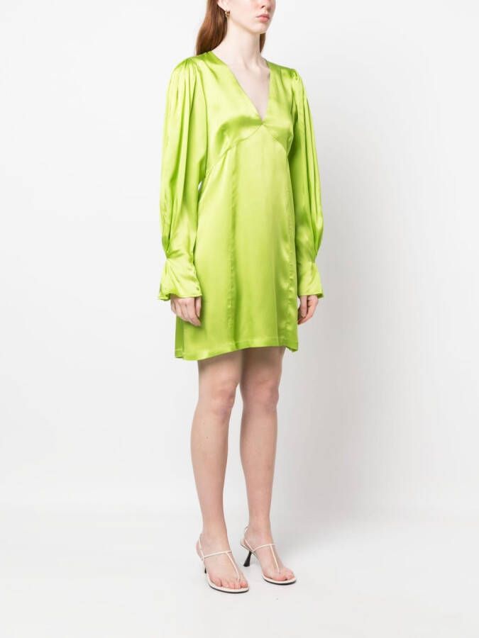Semicouture Mini-jurk met geplooide mouwen Groen