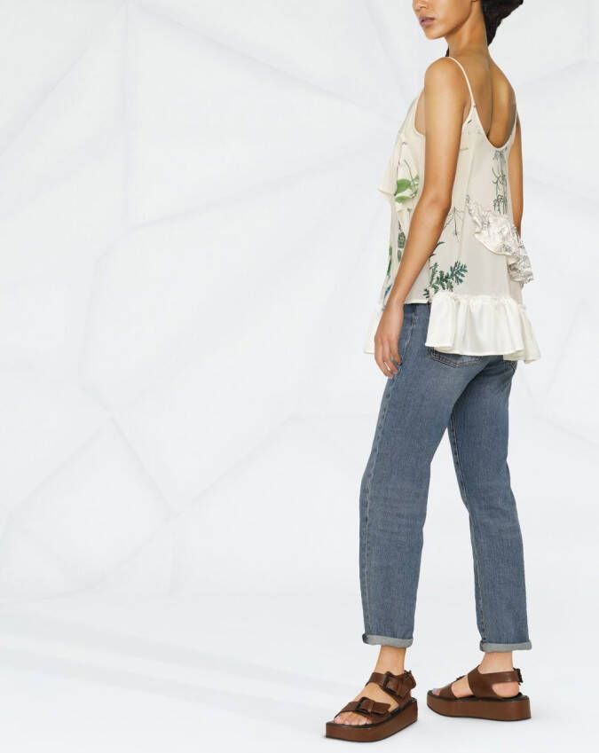 Semicouture Top met bladerprint Beige