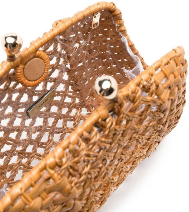 SERPUI Blair geweven clutch Bruin