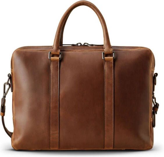 Shinola Leren laptoptas Bruin