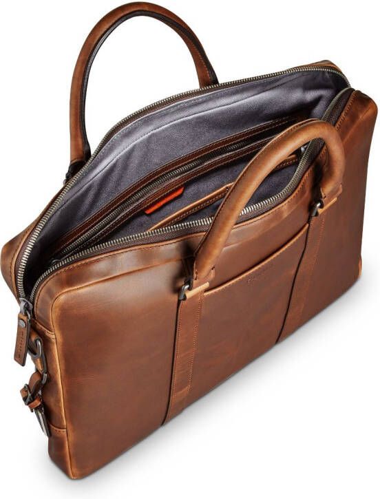 Shinola Leren laptoptas Bruin