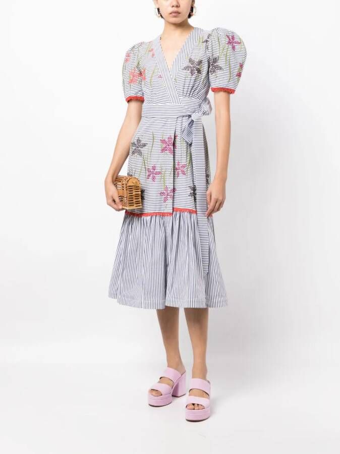 Silvia Tcherassi Midi-jurk met geborduurde bloemen Wit