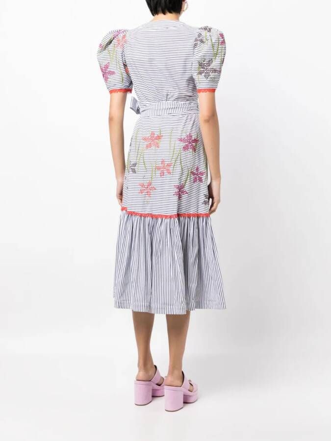 Silvia Tcherassi Midi-jurk met geborduurde bloemen Wit
