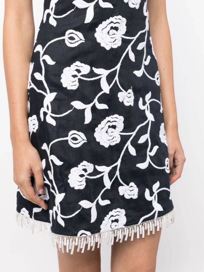 Silvia Tcherassi Mini-jurk met geborduurde bloemen Blauw