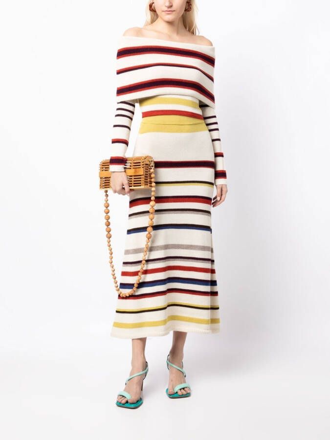 Silvia Tcherassi Gestreepte midi-rok Beige