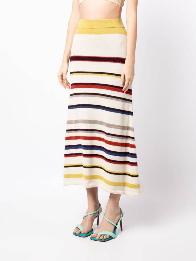 Silvia Tcherassi Gestreepte midi-rok Beige