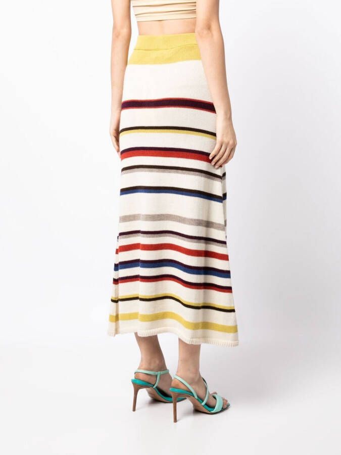Silvia Tcherassi Gestreepte midi-rok Beige