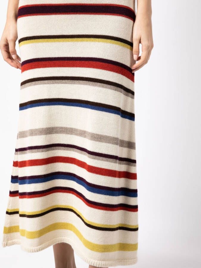 Silvia Tcherassi Gestreepte midi-rok Beige