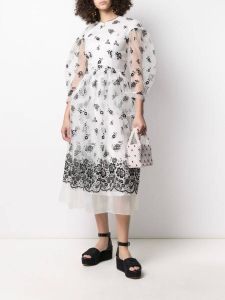 Simone Rocha Midi-jurk met borduurwerk Wit