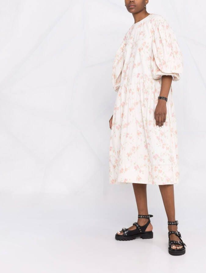 Simone Rocha Midi-jurk met pofmouwen Beige