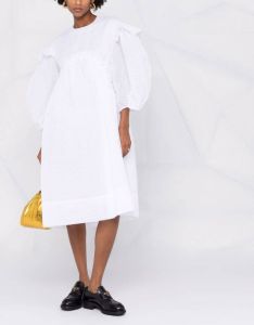 Simone Rocha Midi-jurk met pofmouwen Wit