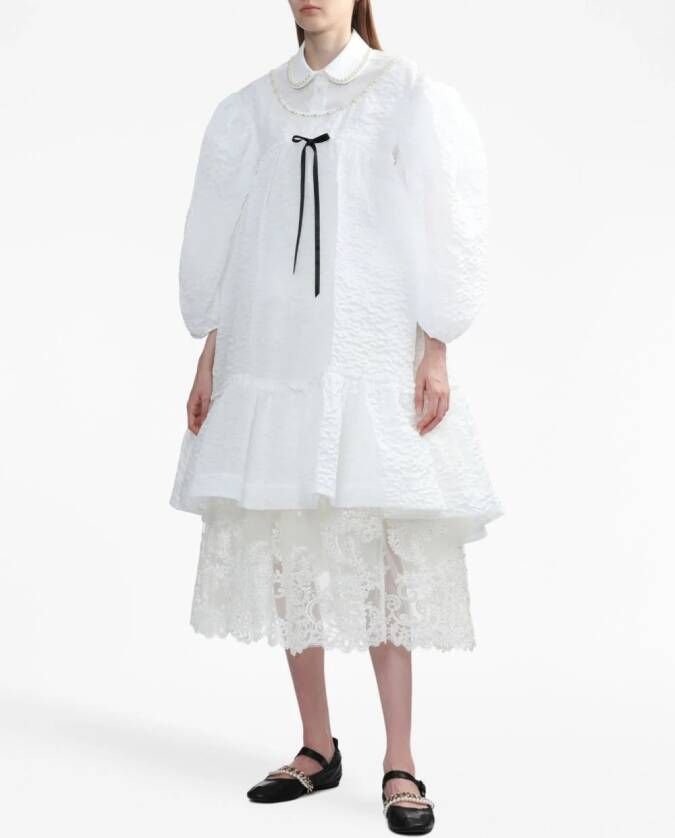 Simone Rocha Mini-jurk met pofmouwen Wit