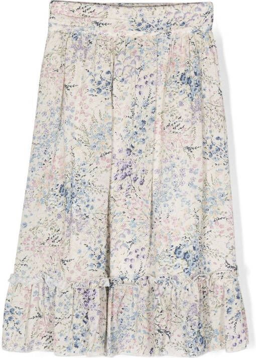 Simonetta Rok met bloemenprint Beige