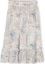 Simonetta Rok met bloe print Beige - Thumbnail 2