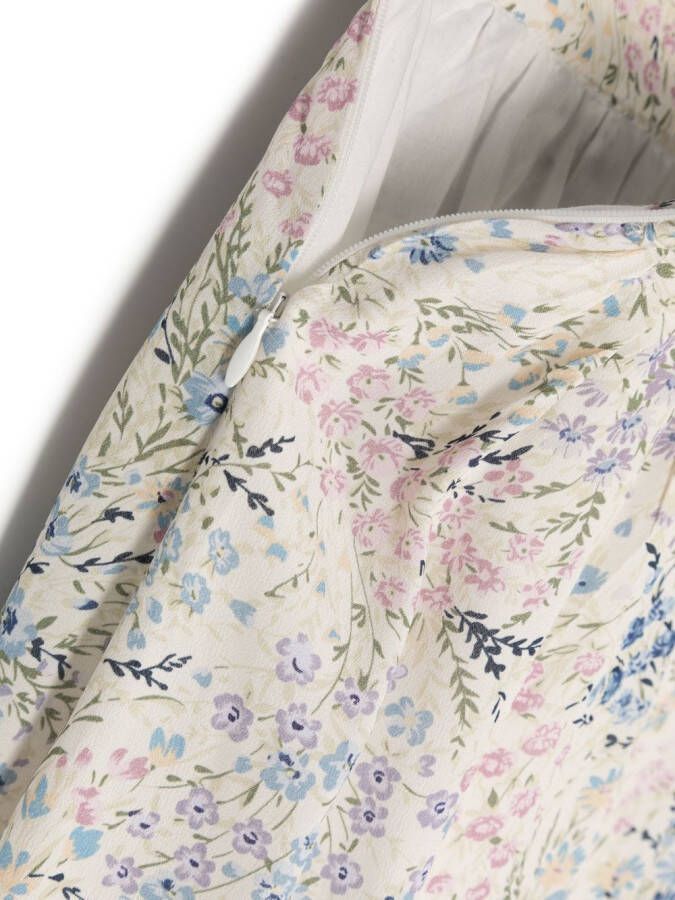 Simonetta Rok met bloemenprint Beige