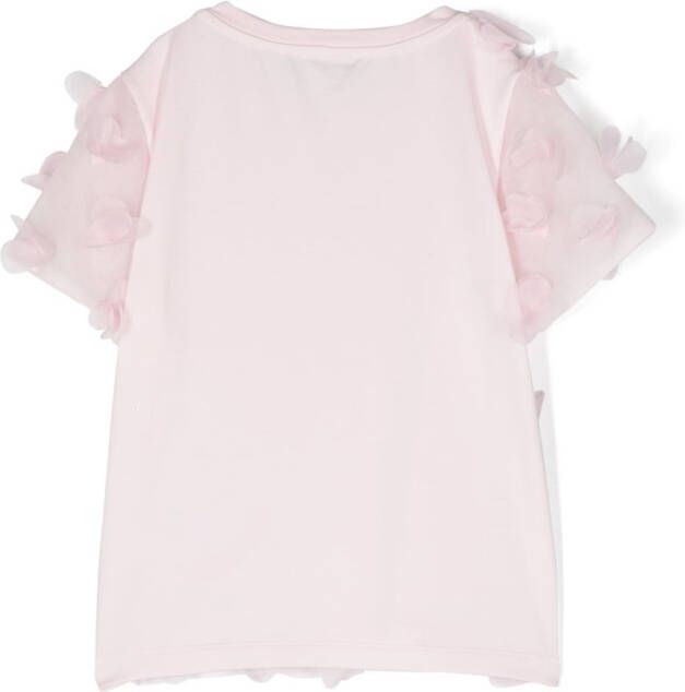 Simonetta T-shirt met bloemenpatch Roze