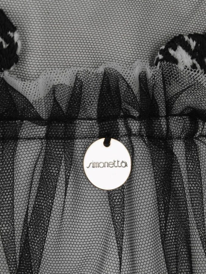 Simonetta Skaterjurk met pied-de-poule print Zwart