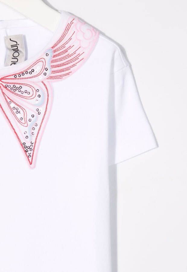 Simonetta T-shirt verfraaid met pailletten Wit