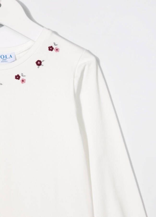 Siola T-shirt met geborduurde bloemen Wit