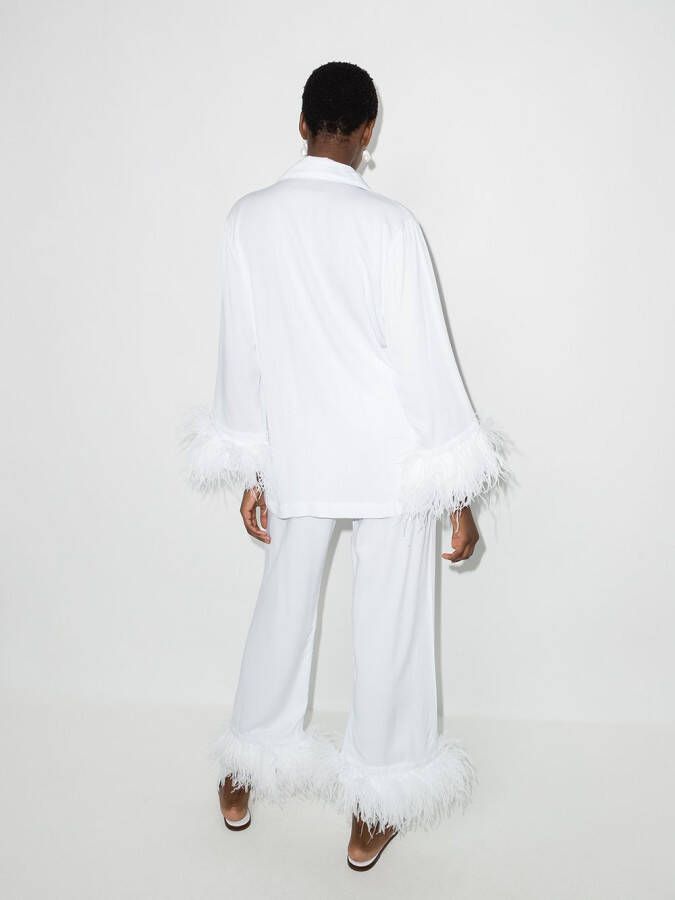 Sleeper Pyjama met veren afwerking Wit