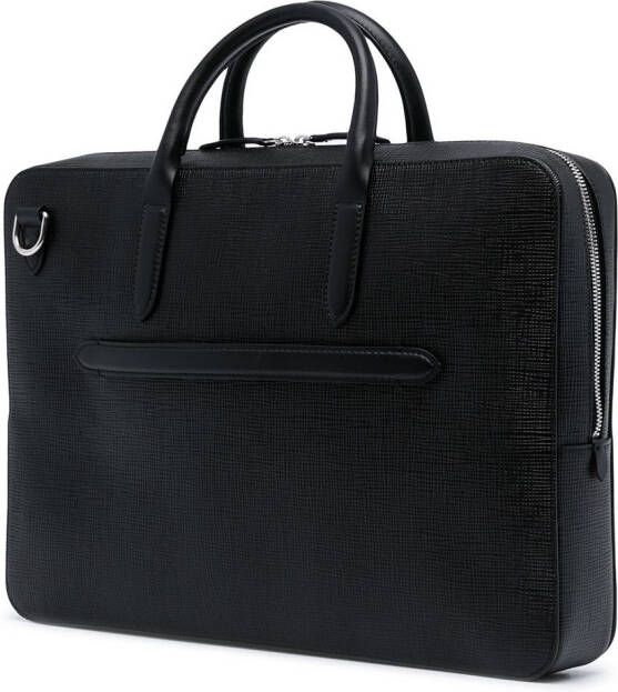 Smythson Laptoptas van bewerkt leer Zwart