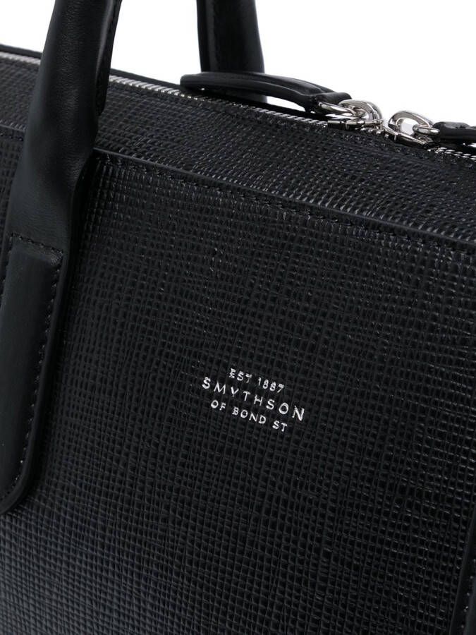 Smythson Laptoptas van bewerkt leer Zwart
