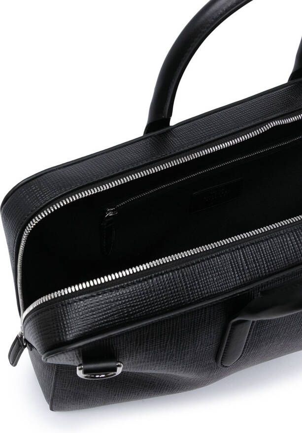 Smythson Laptoptas van bewerkt leer Zwart