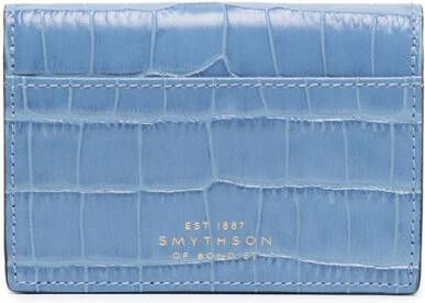 Smythson Portemonnee met krokodillen-effect Blauw
