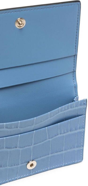 Smythson Portemonnee met krokodillen-effect Blauw