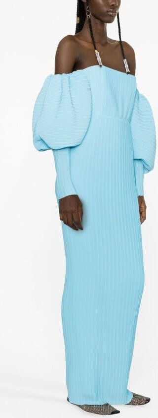 Solace London Geribbelde maxi-jurk Blauw