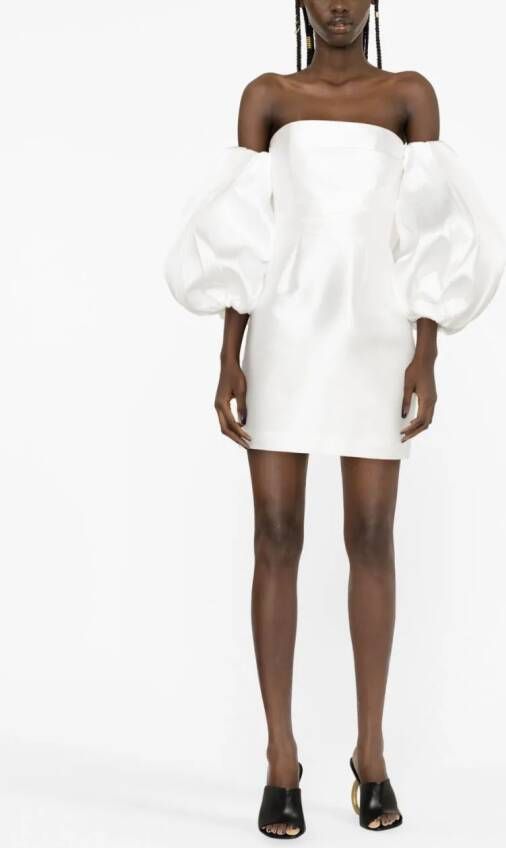 Solace London Mini-jurk met pofmouwen Wit