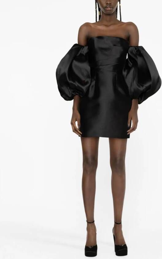 Solace London Mini-jurk met pofmouwen Zwart