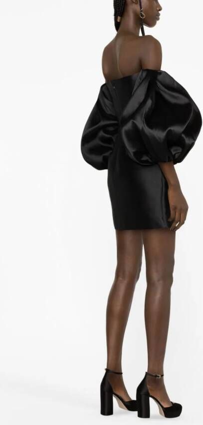 Solace London Mini-jurk met pofmouwen Zwart