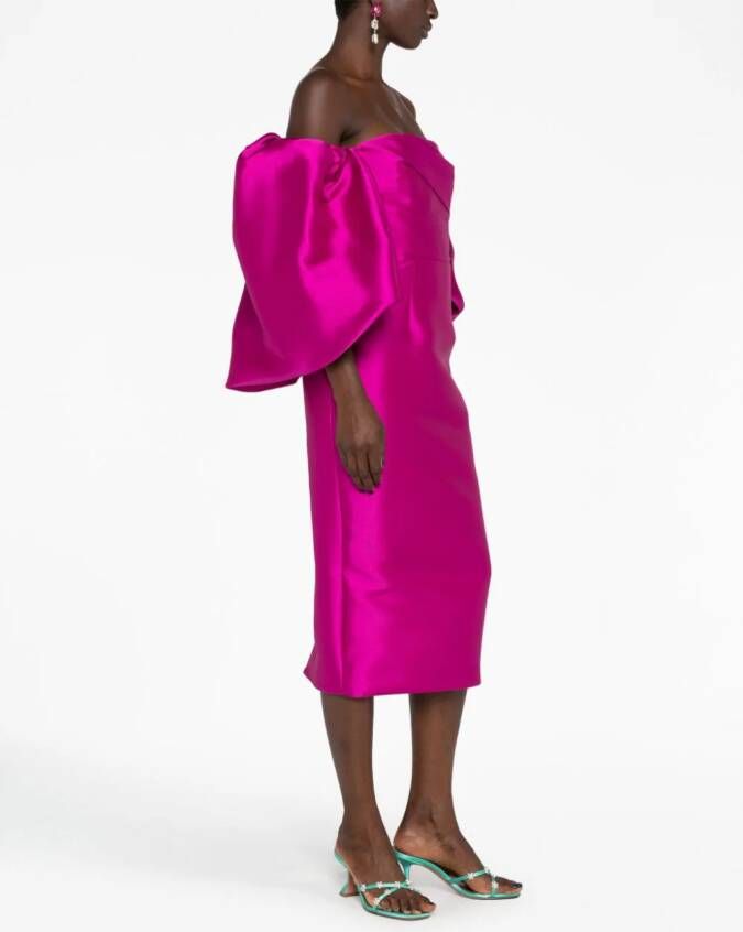 Solace London Off-shoulder midi-jurk Roze