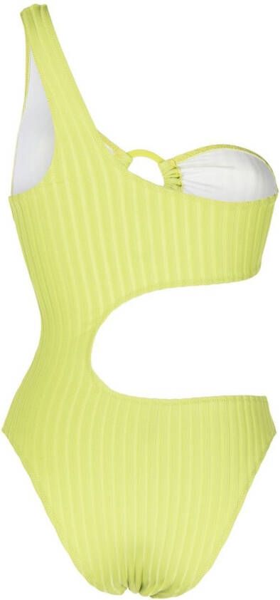 Solid & Striped Geribbeld badpak Groen