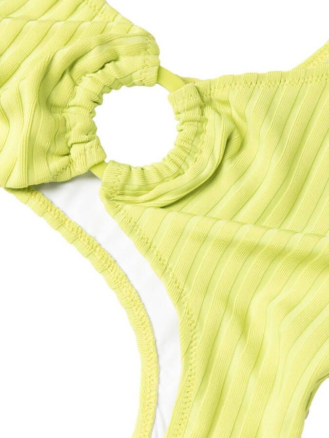 Solid & Striped Geribbeld badpak Groen