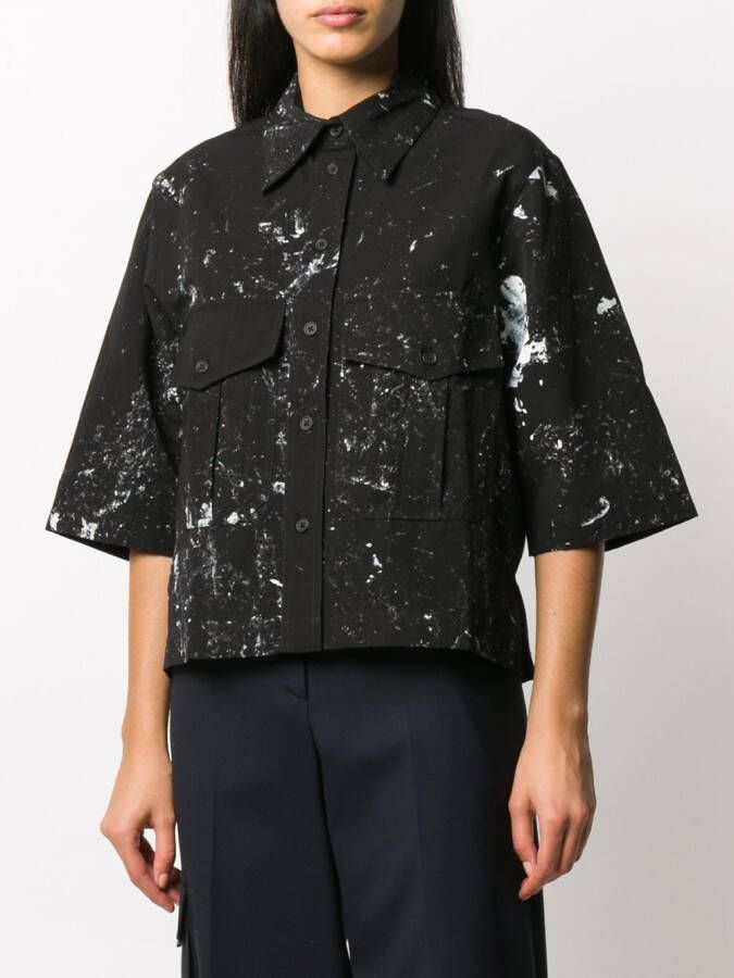 Song For The Mute Blouse met verfprint Zwart