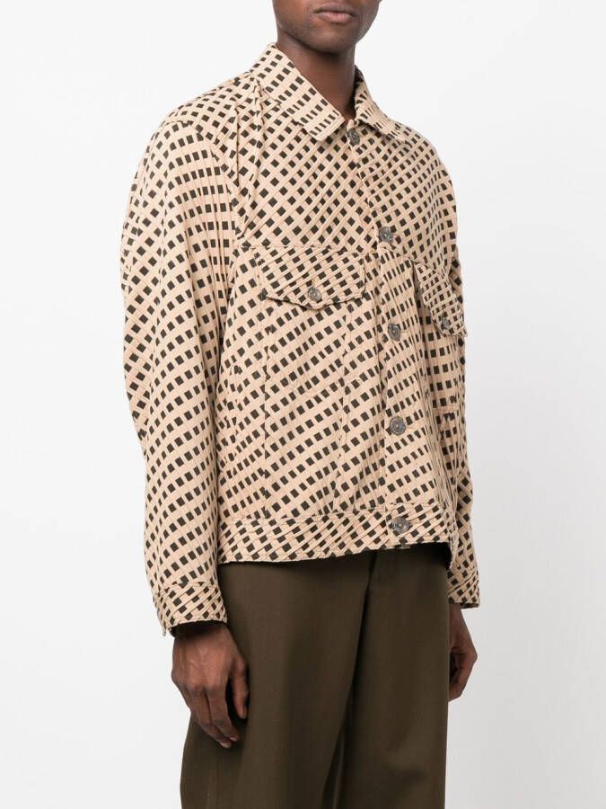 Song For The Mute Shirtjack met geometrische print Beige
