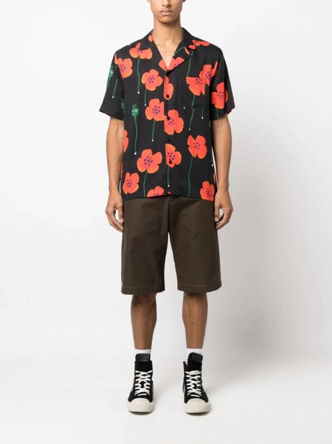 Soulland Overhemd met bloemenprint Zwart