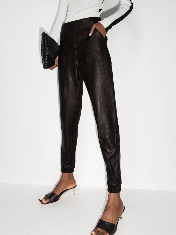 SPANX Trainingsbroek van imitatieleer Zwart
