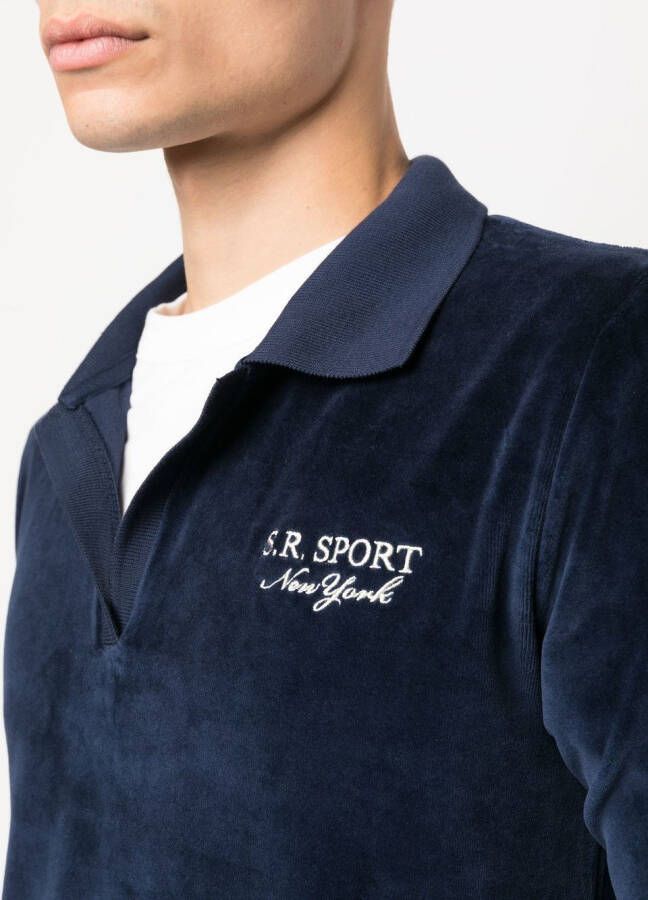 Sporty & Rich Top met geborduurd logo Blauw