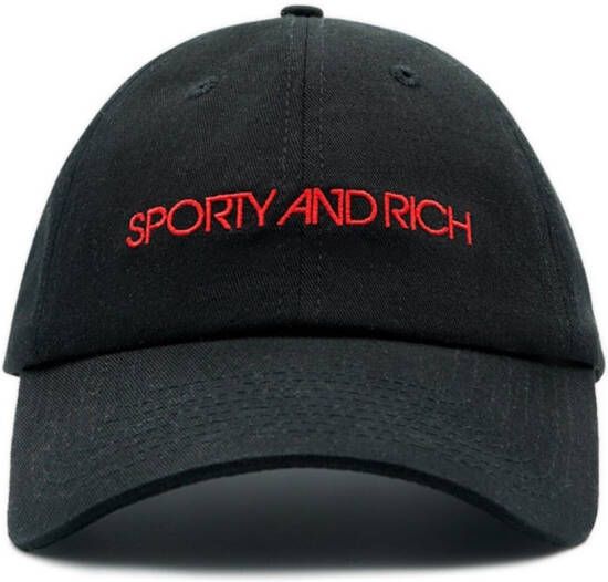 Sporty & Rich Pet met geborduurd logo Zwart