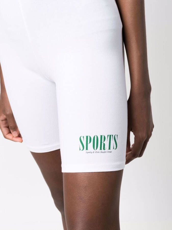 Sporty & Rich Fietsshorts met logoprint Wit
