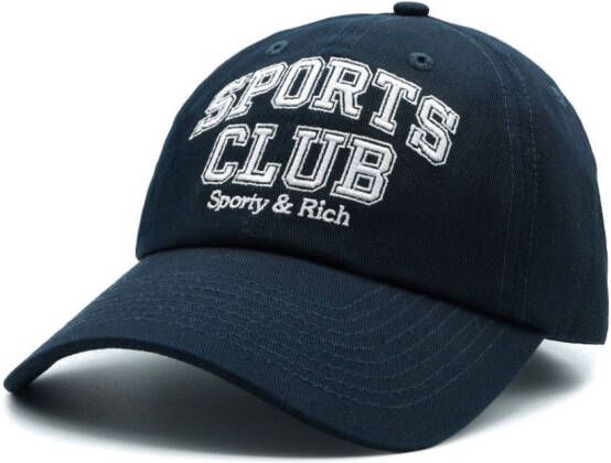 Sporty & Rich Pet met geborduurd logo Blauw