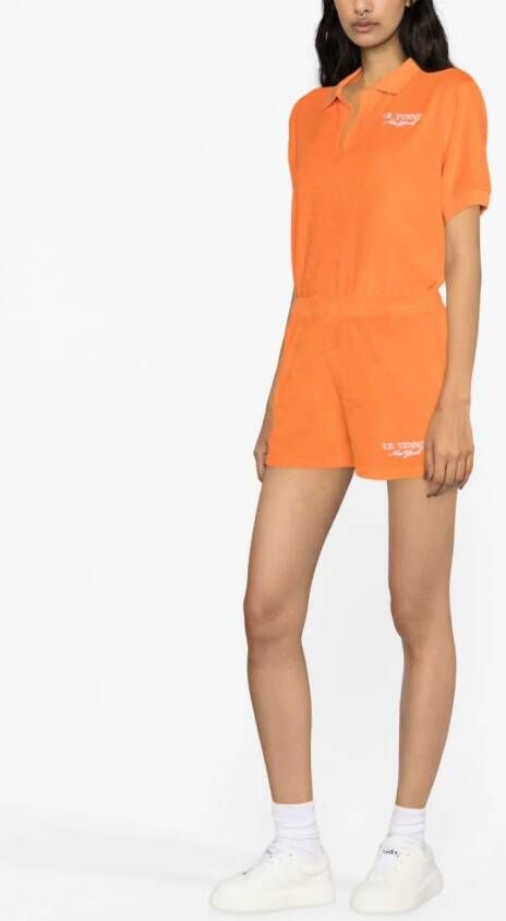 Sporty & Rich logo-embroidered cotton shorts Oranje