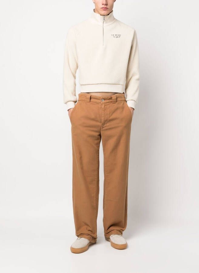 Sporty & Rich Trui met geborduurd logo Beige