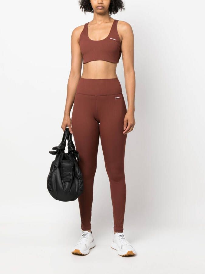 Sporty & Rich Legging met logopatch Bruin